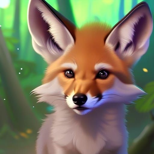 Cute Baby Coyote Portrait in Forest Setting