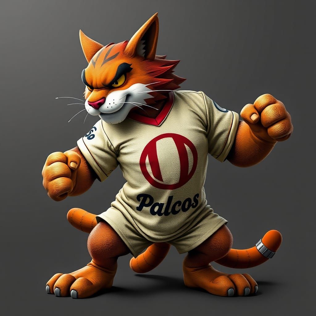 Fierce Feline Mascot Garrita in Dynamic Pose