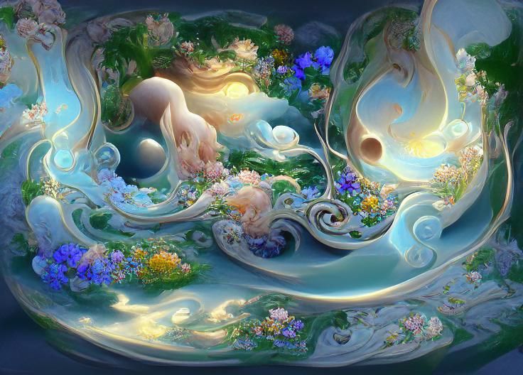 Nature Yin Yang in Art Nouveau Style
