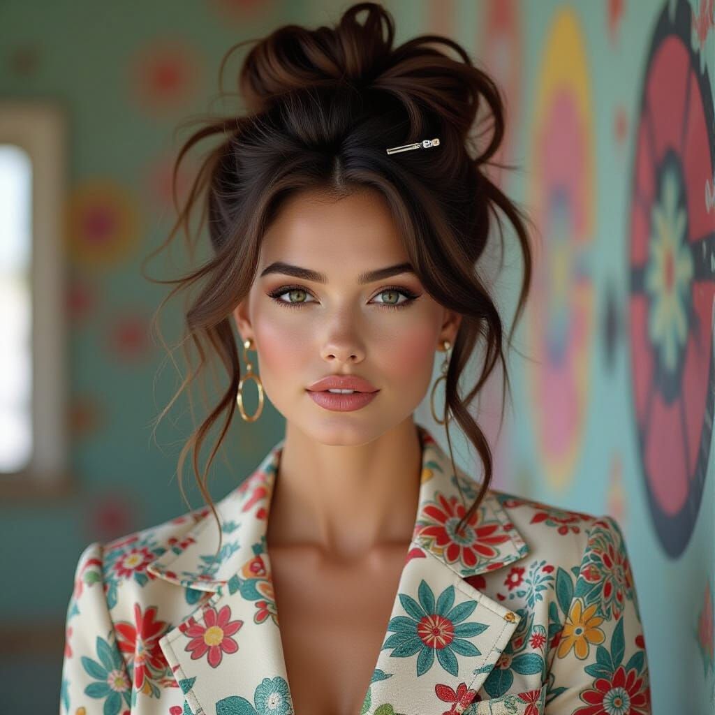 Confident Woman in Chaotic Pop Art Style