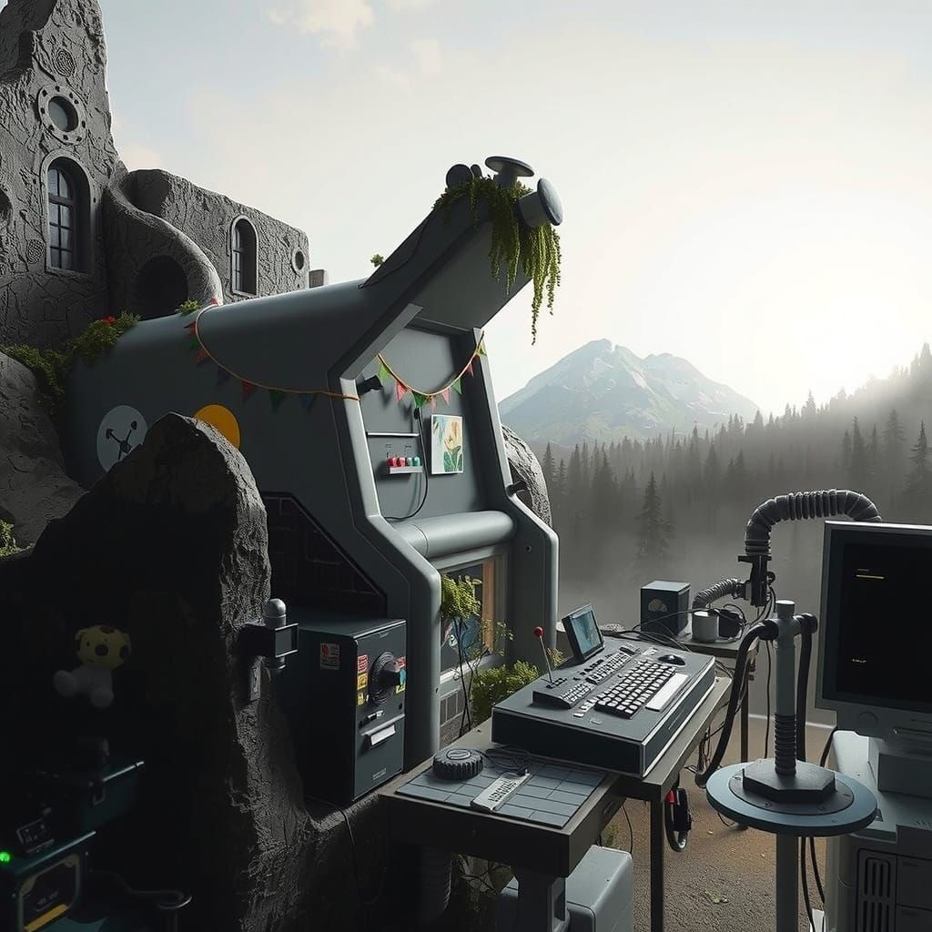 Chewing Gum Bungalow in Lush Forest, Hyperreal Style