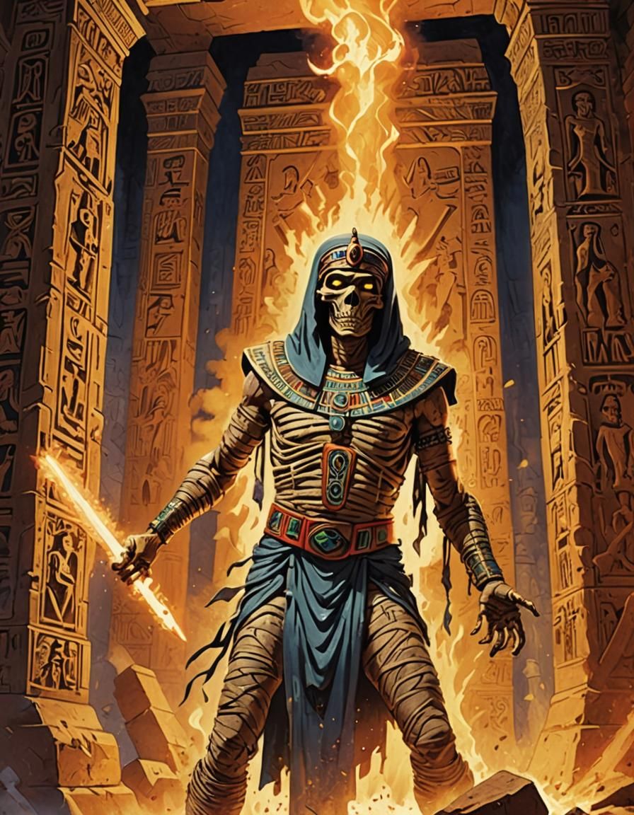 Animated Mummy in Ancient Egyptian Tomb