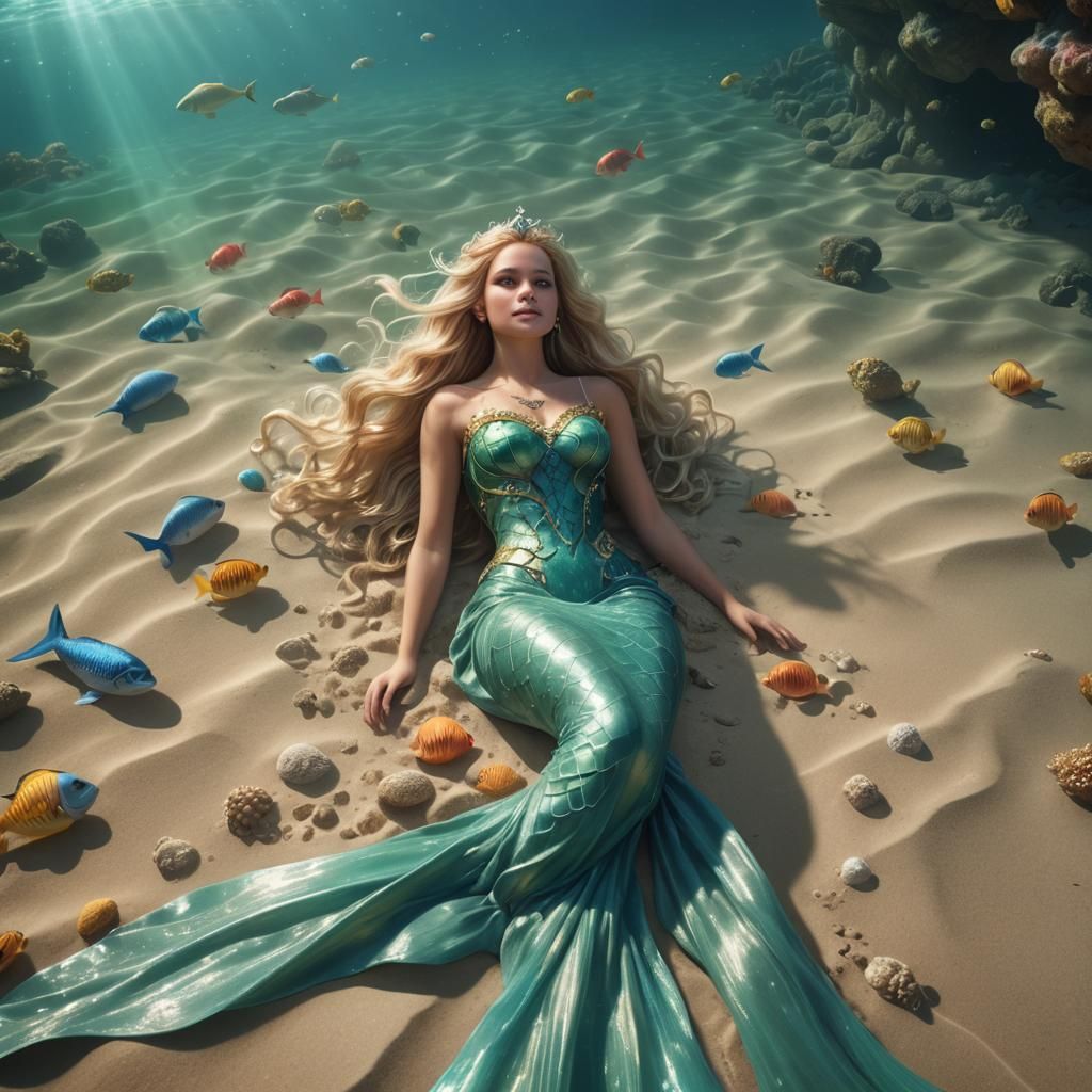 Mermaid Princess in Underwater Coral Kingdom