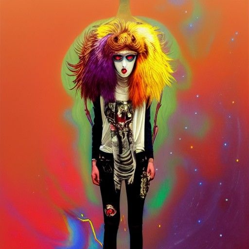 Androgynous Punk Couture on Stage, Hyperdetailed Painting