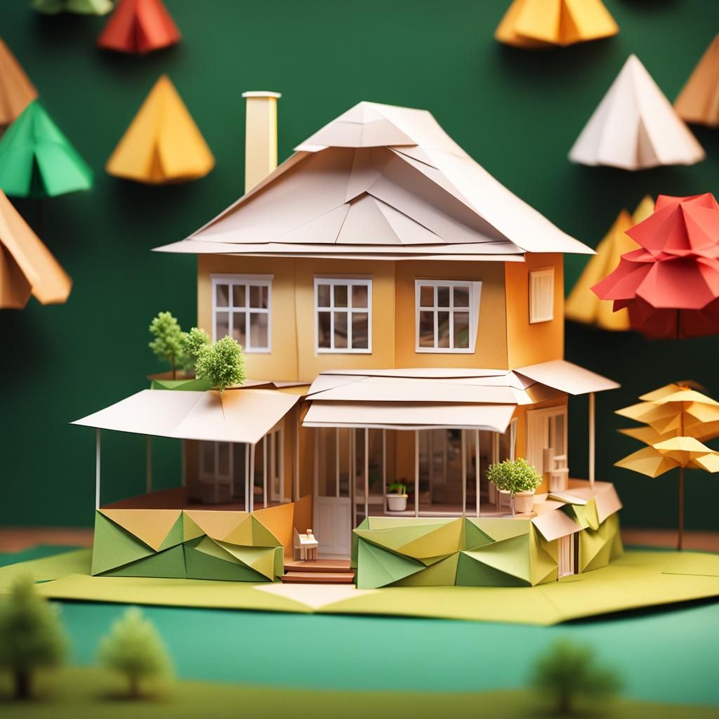 Origami Country House: Papercraft Relaxation in 8K