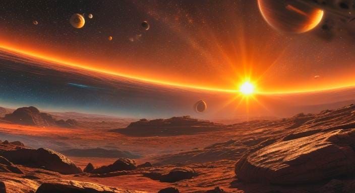 Surrealistic Rocky Planet in a Distant Galaxy