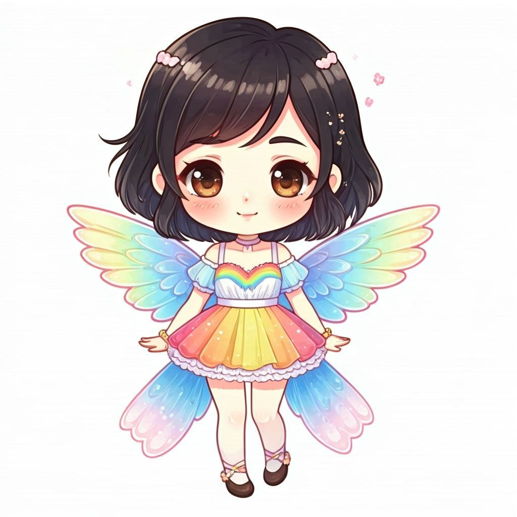 Charming Chibi Woman in Washi Tape Art