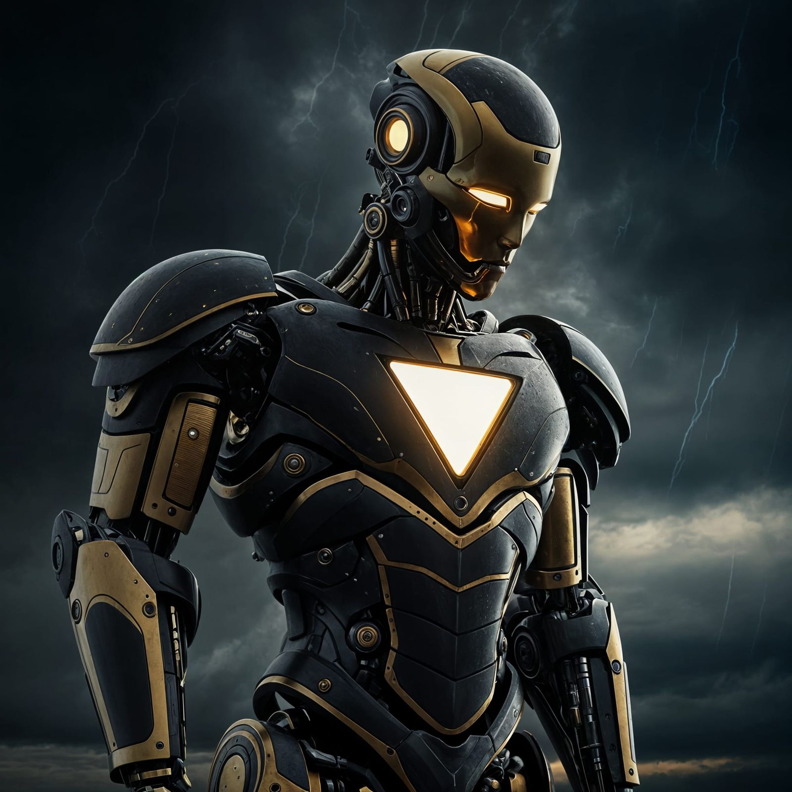 Lonely Robot in Stormy Skies