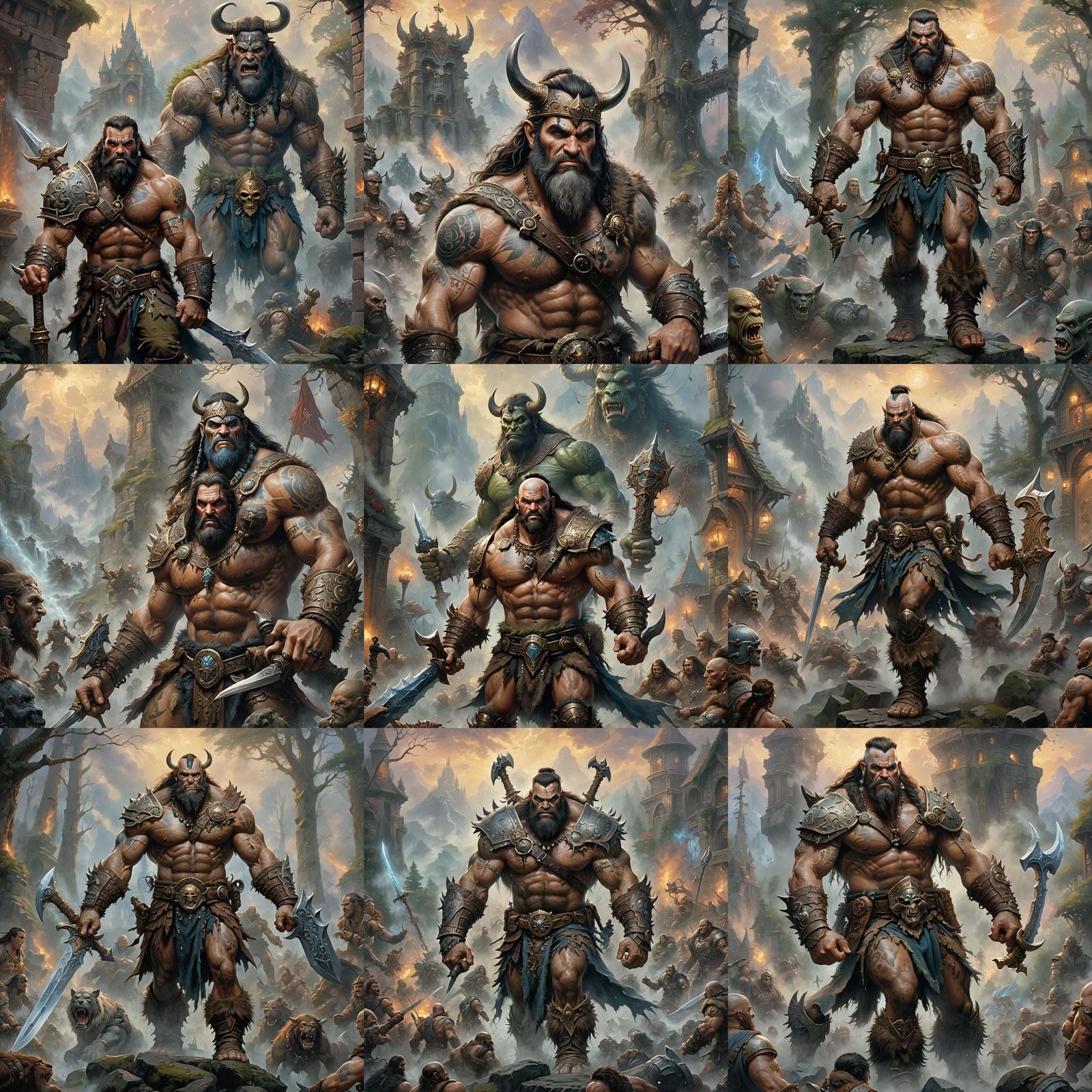 Ethereal Goliath Barbarian in a Hyperdetailed Fantasy Landsc...