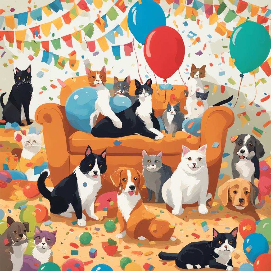 Cats and Dogs Celebrate the Weekend