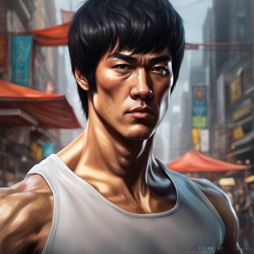 Bruce Lee Portrait in Hyperdetailed HDR
