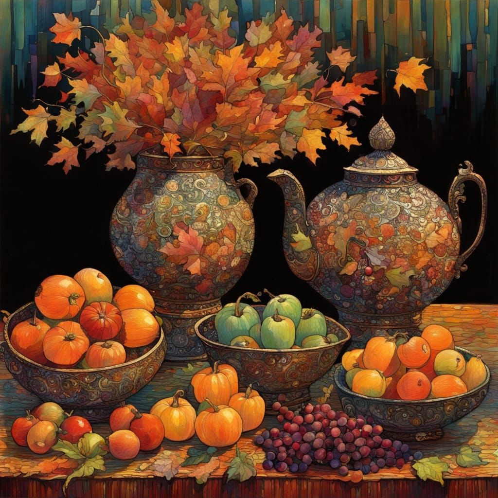 Autumnal Harvest Scene in Warm Evening Light