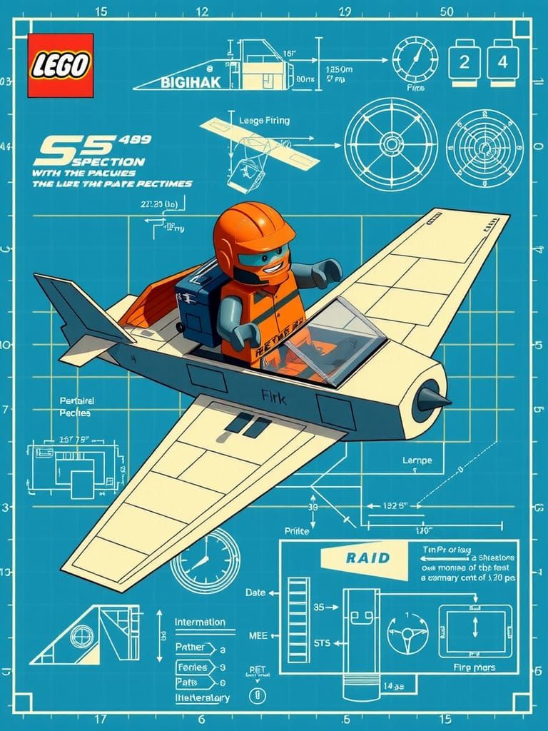 Lego Man Blueprint Flying Paper Plane
