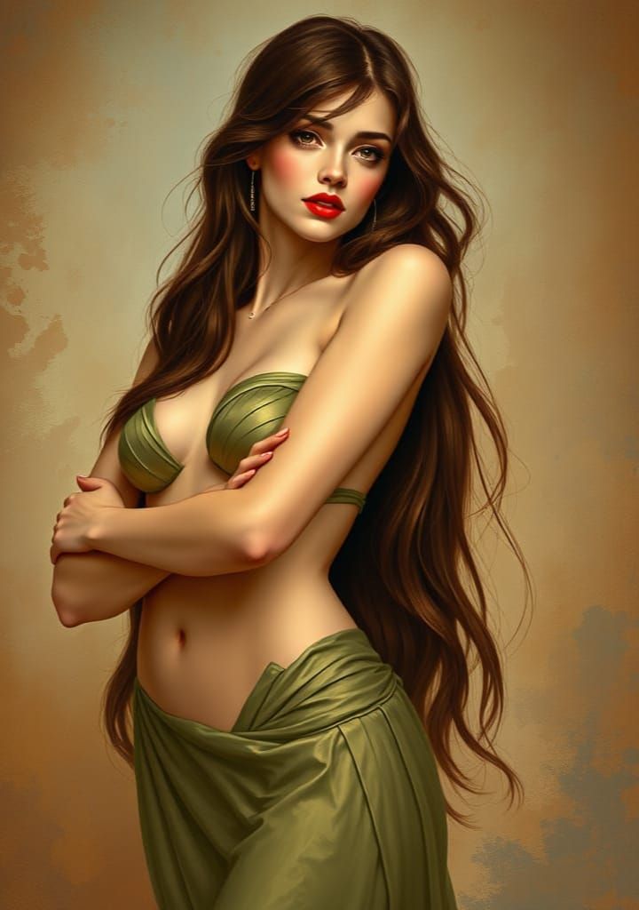 Stunning Woman in Tonalist Art Nouveau Style