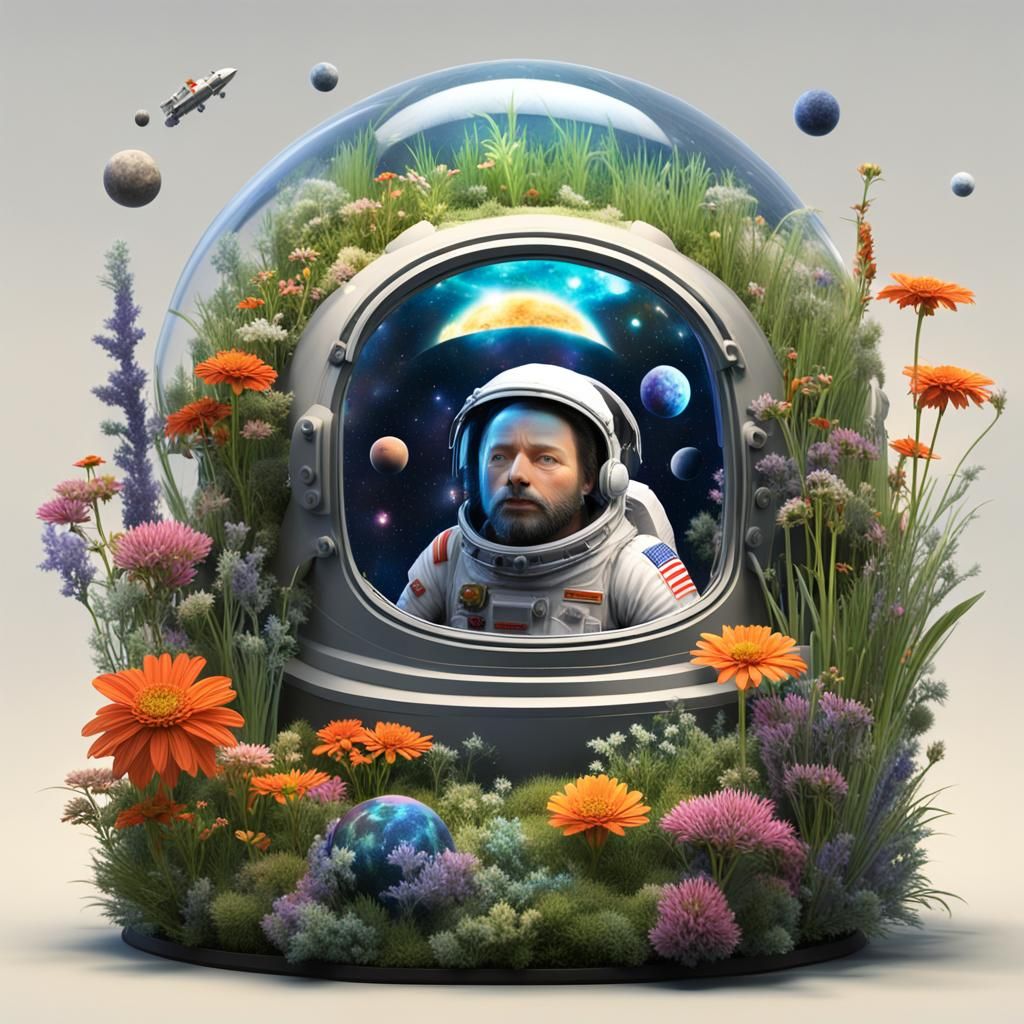 Miniature Earth Inside a Space Helmet