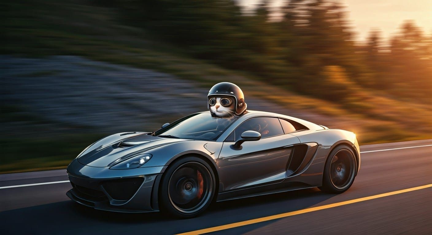 motion blur super fast cat racing a sports car