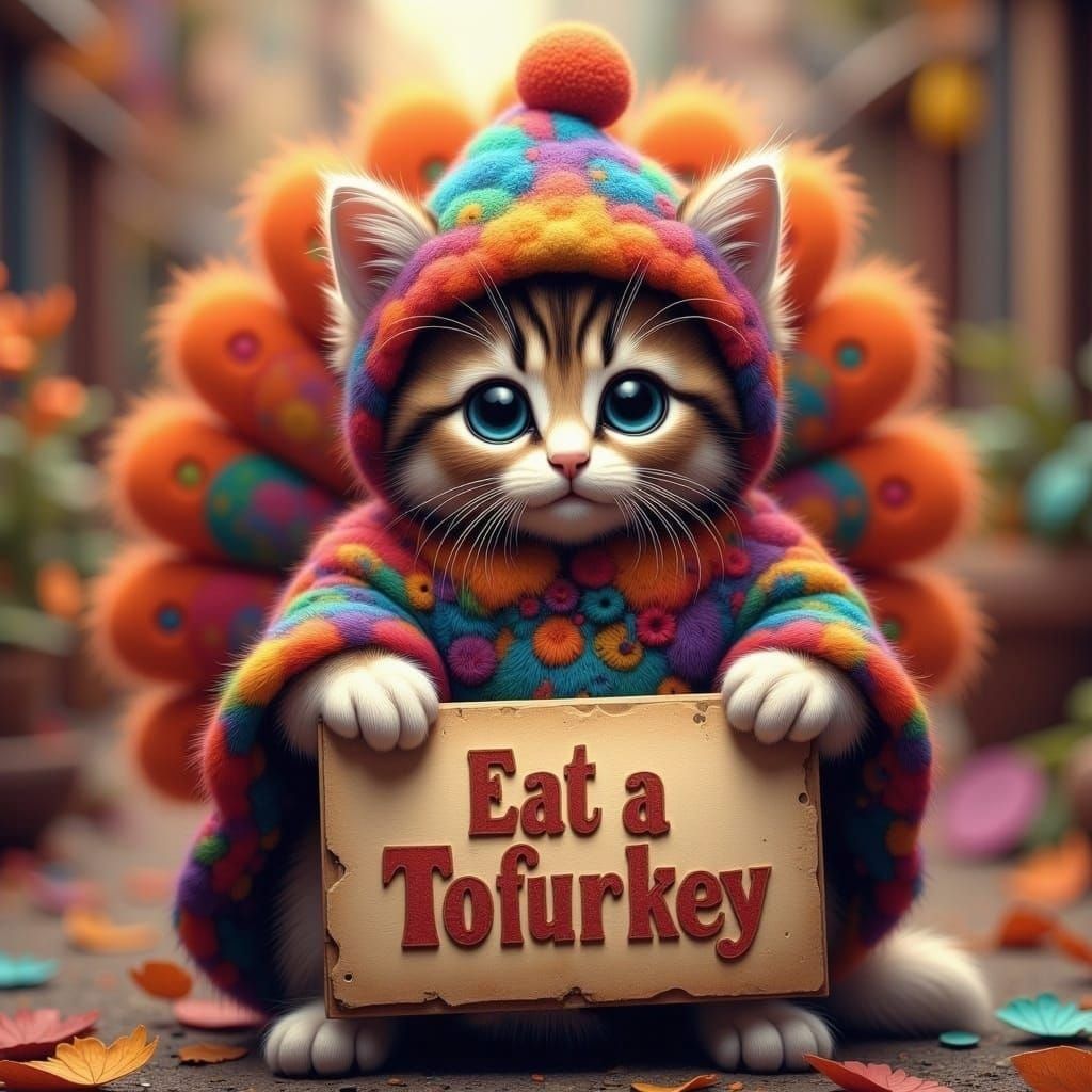 Kitten in Turkey Costume Promotes Tofurkey