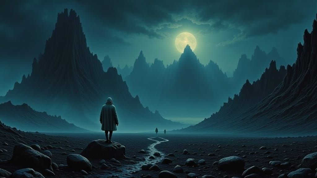 Mysterious Rocky Plain Under Vague Light