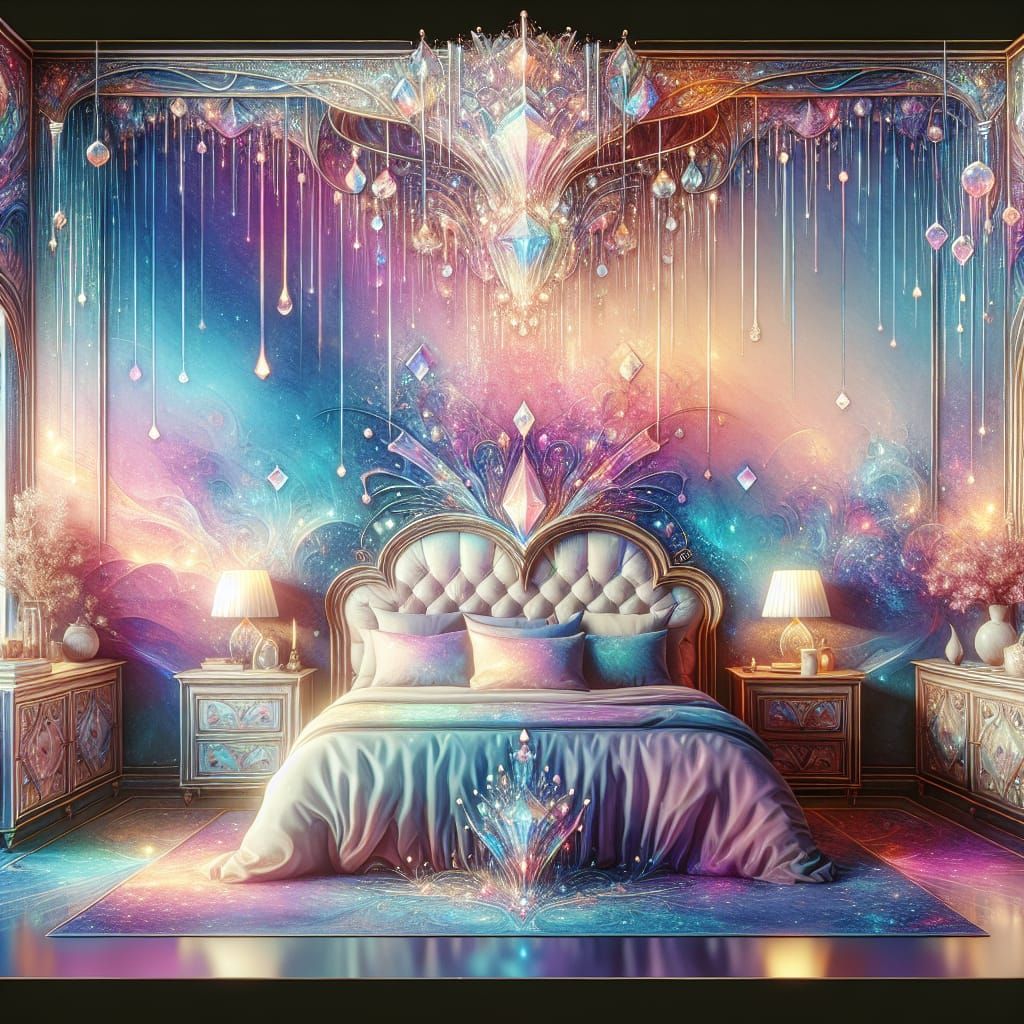 Luxurious Queen Bedroom in 3D Watercolor