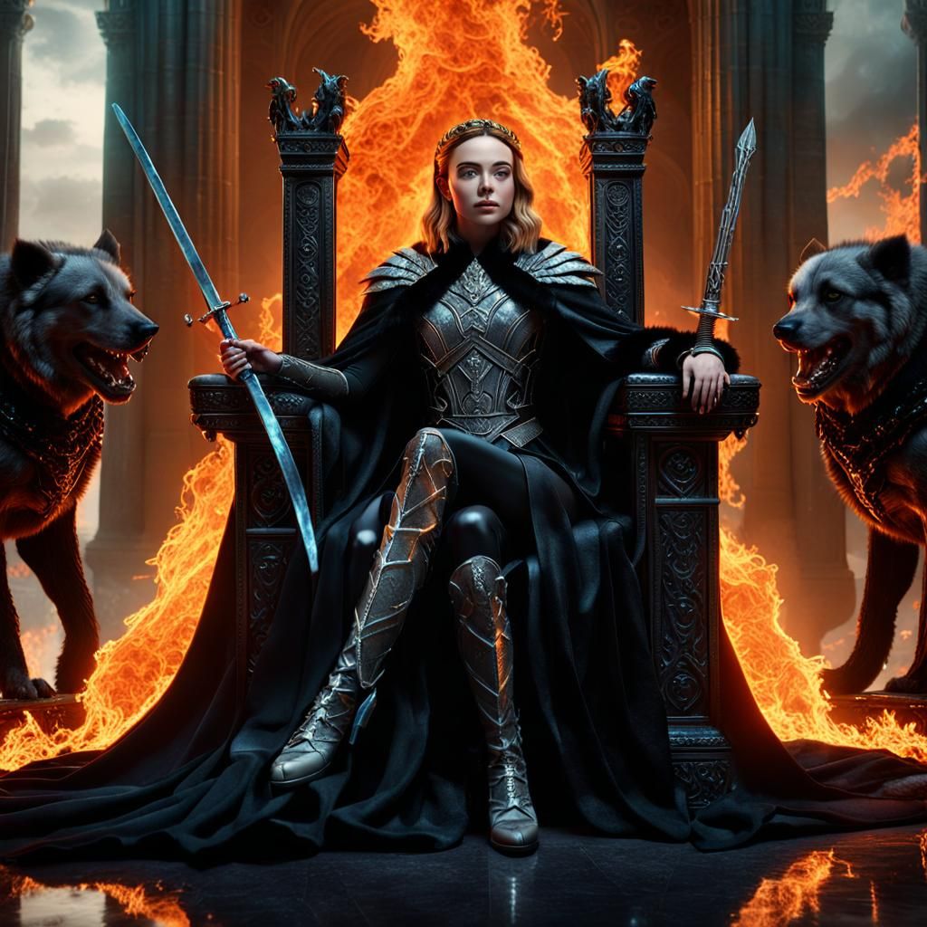 Persephone, Queen of the Underworld, on Fiery Throne