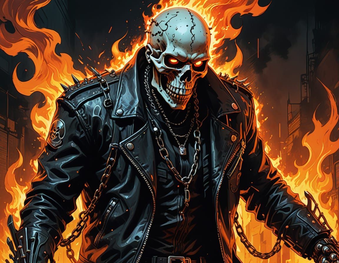 Cyberpunk Warrior in Blazing Glory