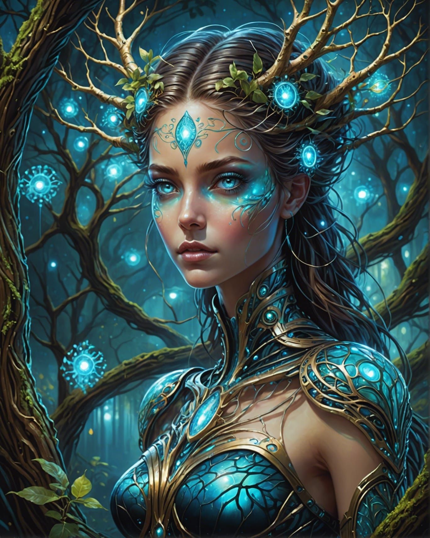 Futuristic Cyberfairy with Bioluminescent Eyes