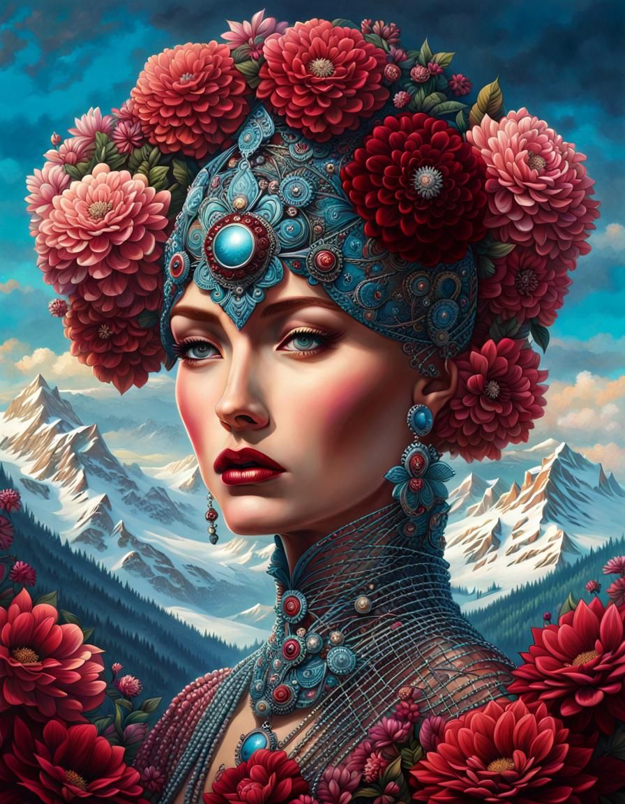 Steel mesh Fused Humanoid Fractal Face