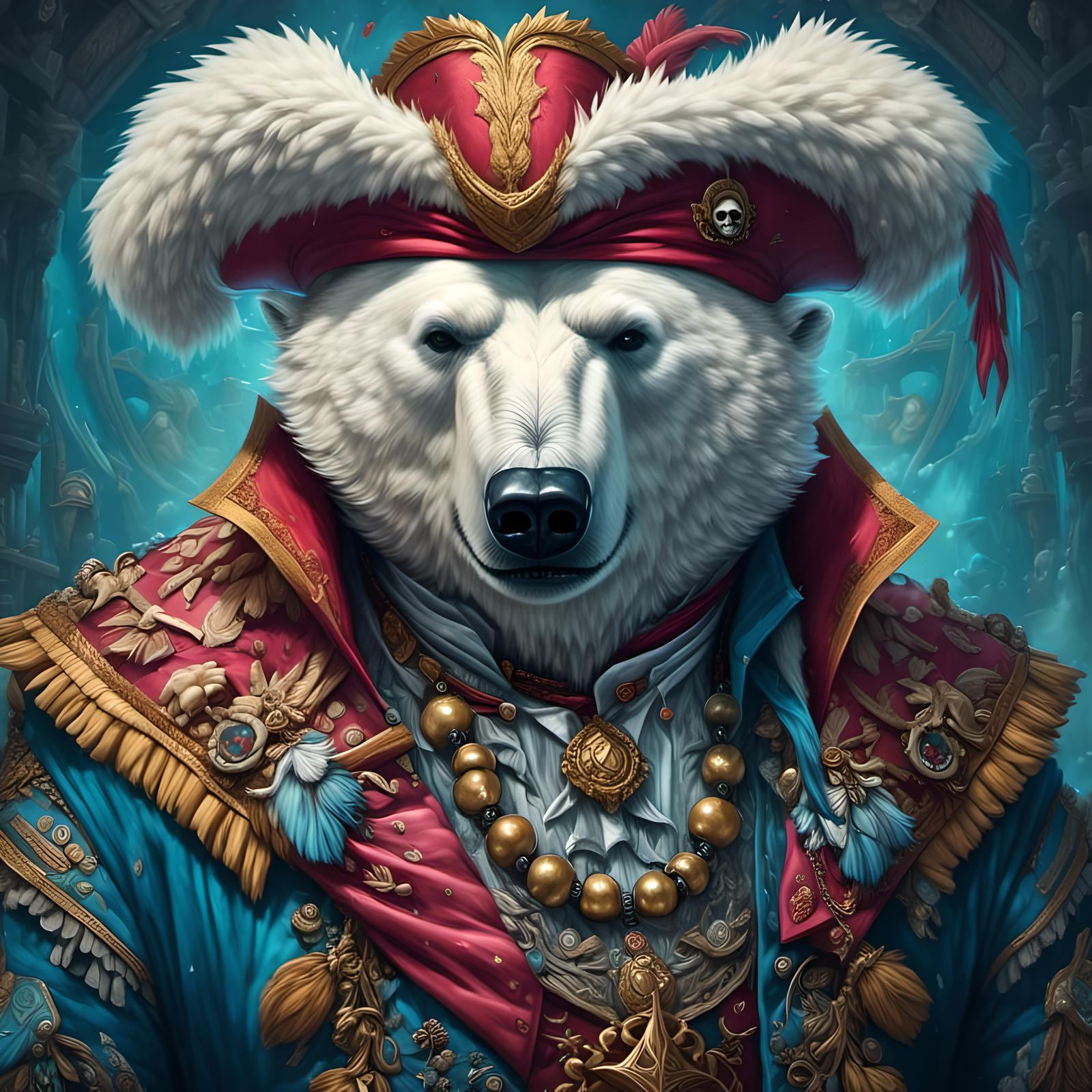 Intricate Pirate Polar Bear Hybrid Portrait