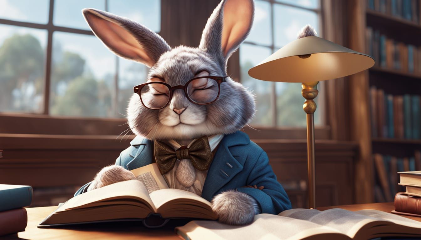 Whimsical Afternoon Study in a Library