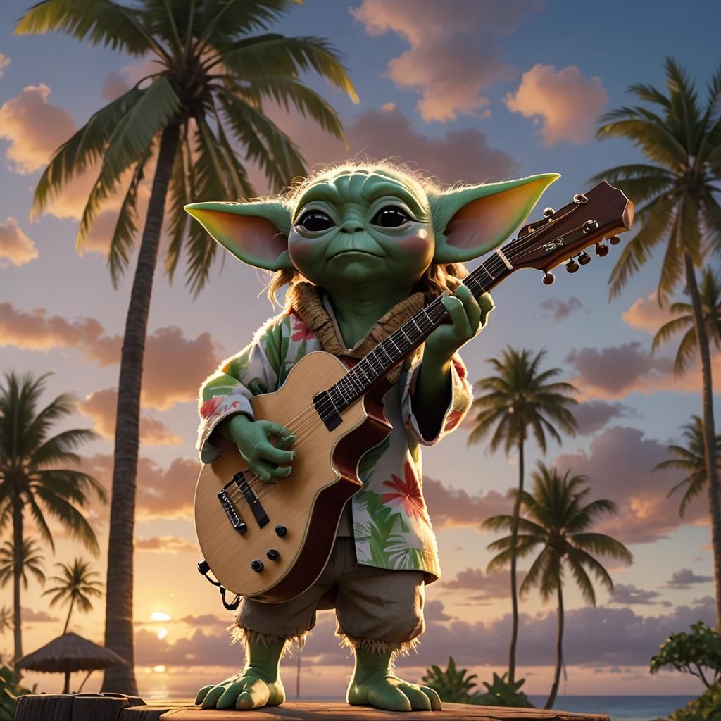 Baby Yoda's Island Concert in Disney Pixar Style