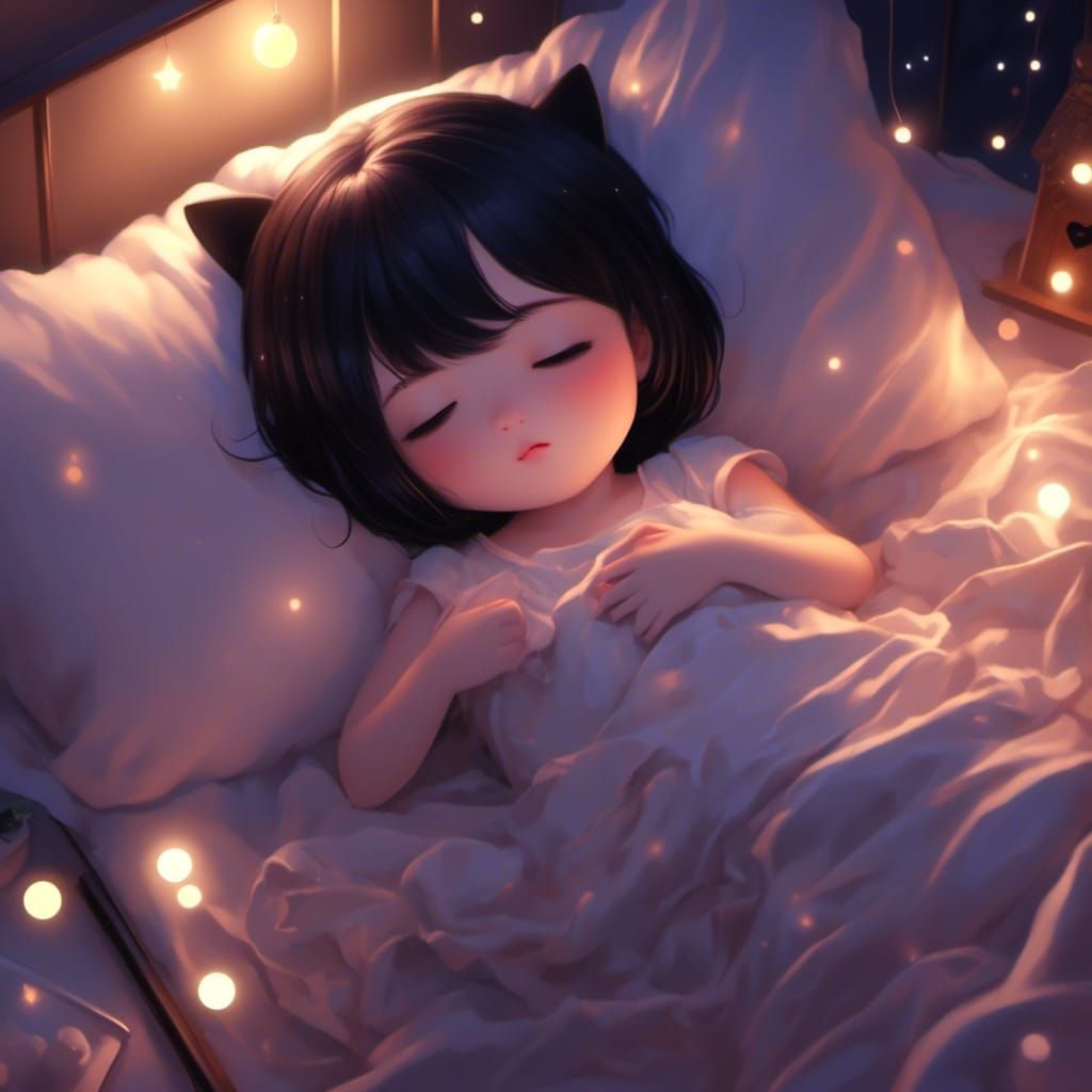 Chibi Girl Sleeping: Anime Key Visual