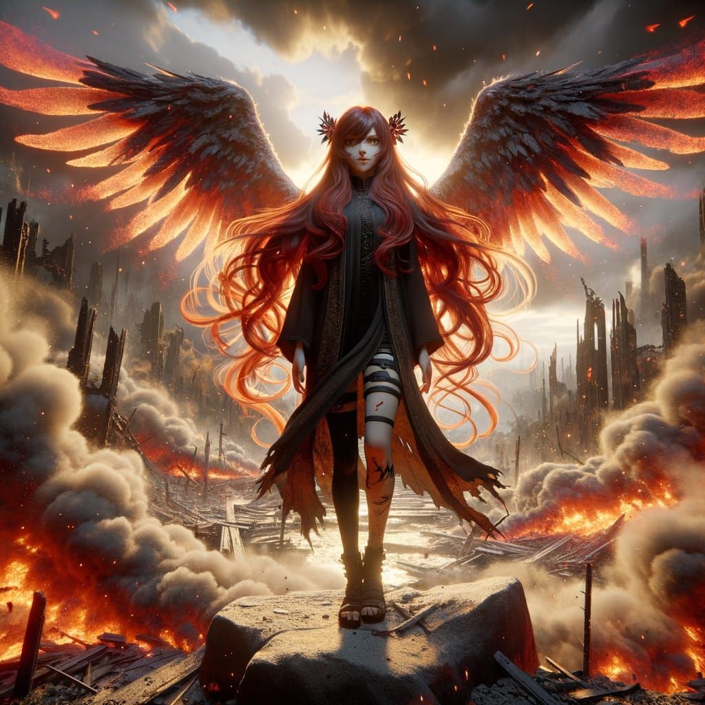 Apocalyptic Warrior Goddess Defies Flames