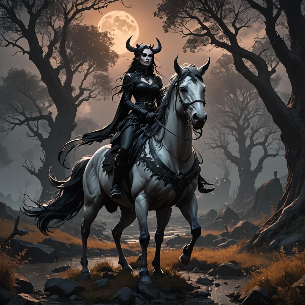 Gothic Centaur in Spooky Landscape: Dark Fantasy Art