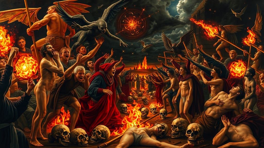 very detailed scenery of scary devilish hell