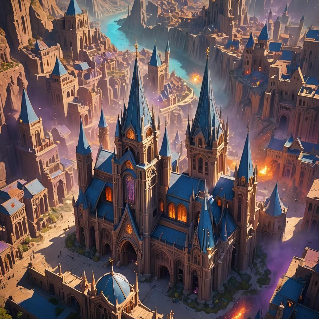 Heroic Figure in Mystical City Concept Art