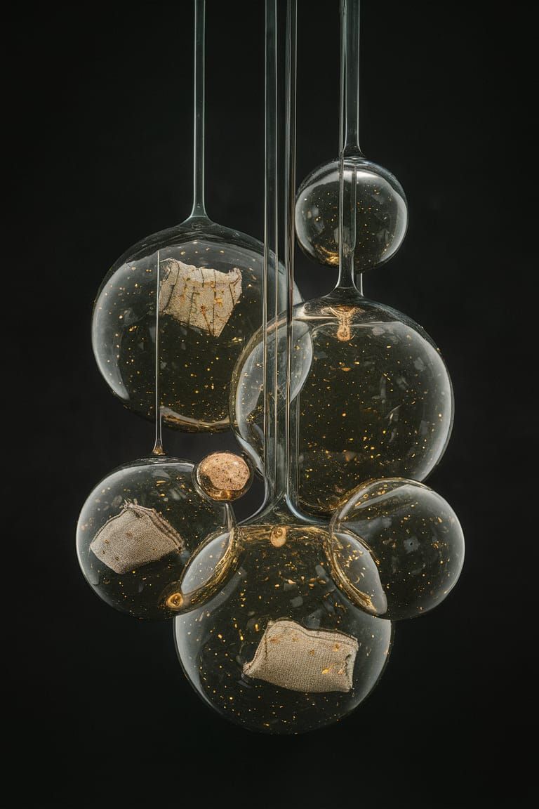 Molten Glass with Fabric Pieces