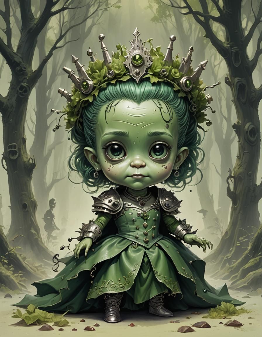 Scary Cute Frankenstein Princess in Enchanted Forest