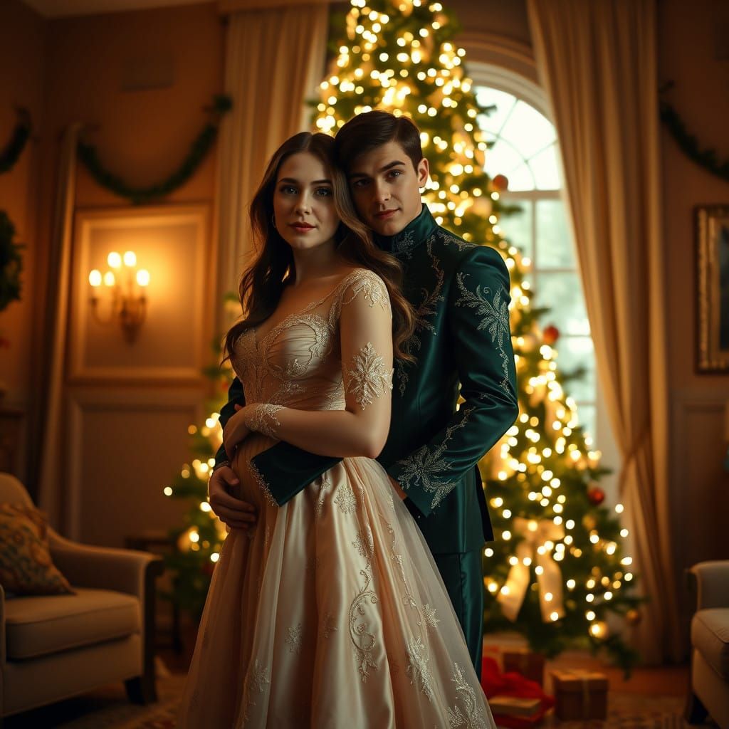 Sensual Classic Hollywood Glam Christmas Couple
