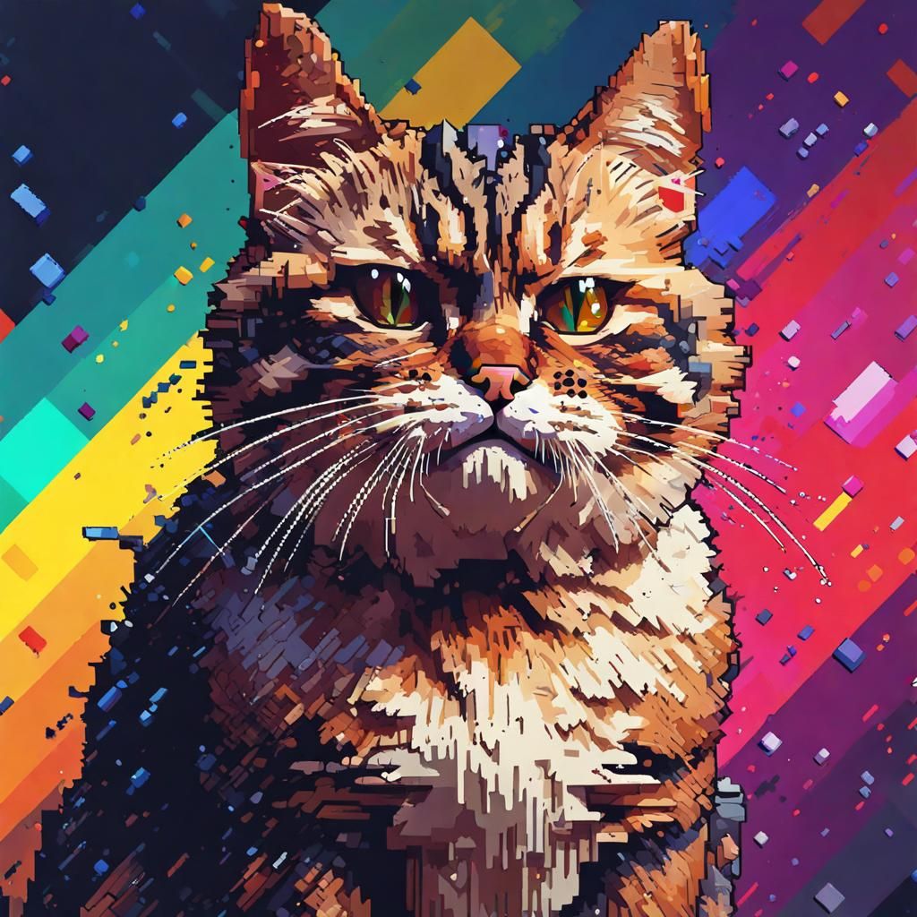 8-bit Crying Cat Hyperrealistic Concept Art