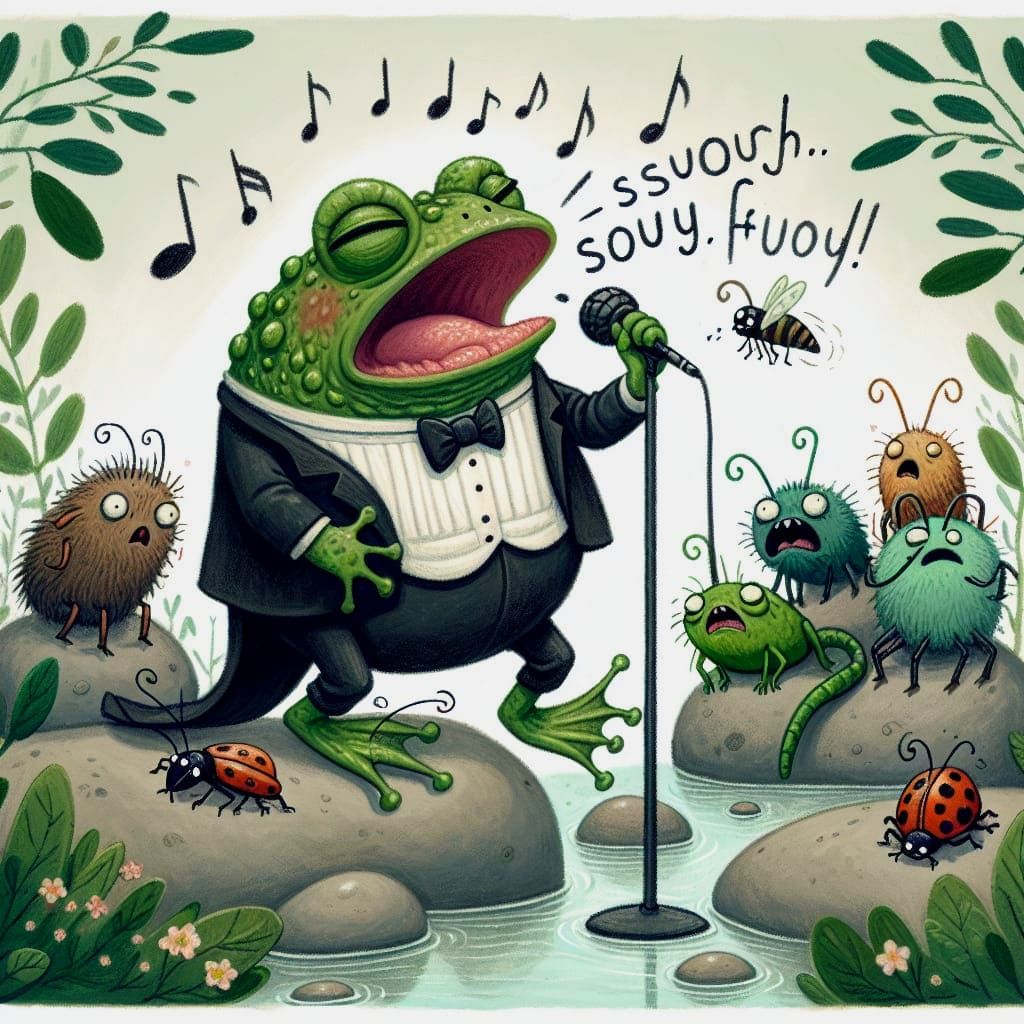 Whimsical Toad Sings for Unimpressed Audience in a Magical C...