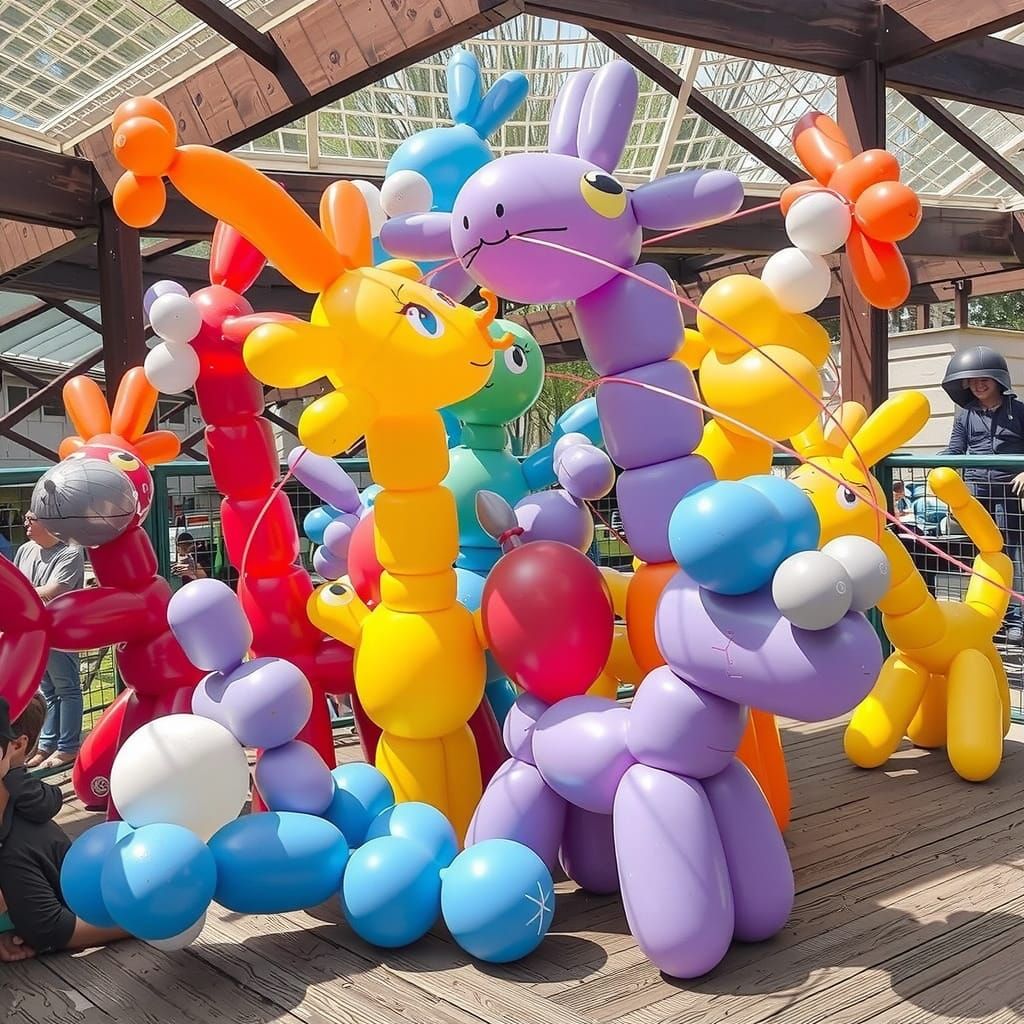 Balloon Animals in Zoo Enclosure
