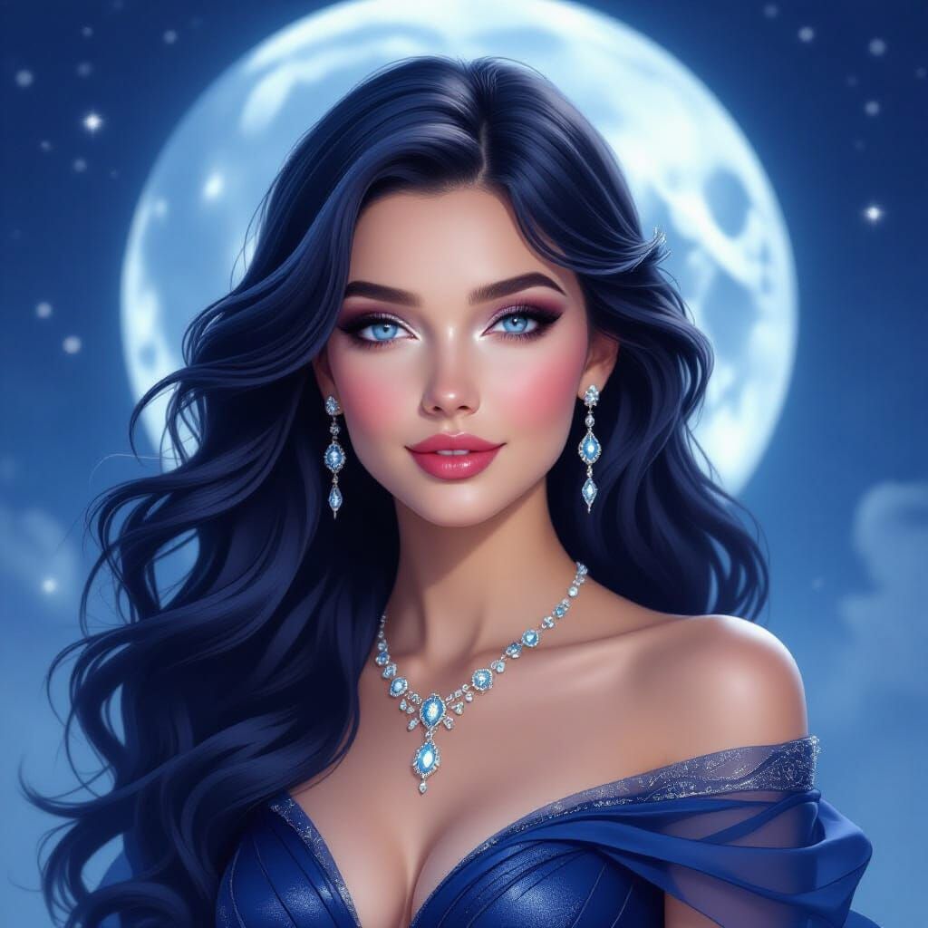Goddess with Silky Hair in Romantic Realism Style