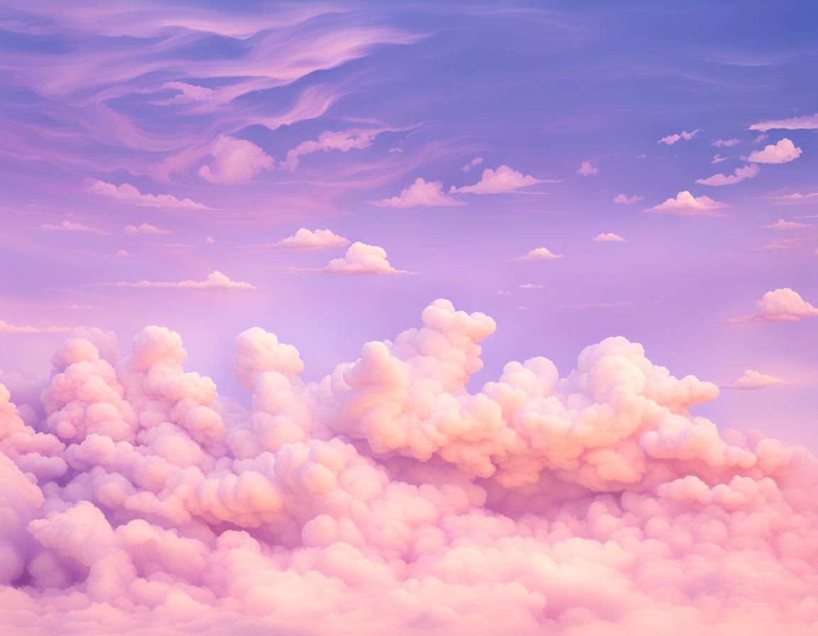 Purple Sunset with Fluffy Clouds, Warm Light