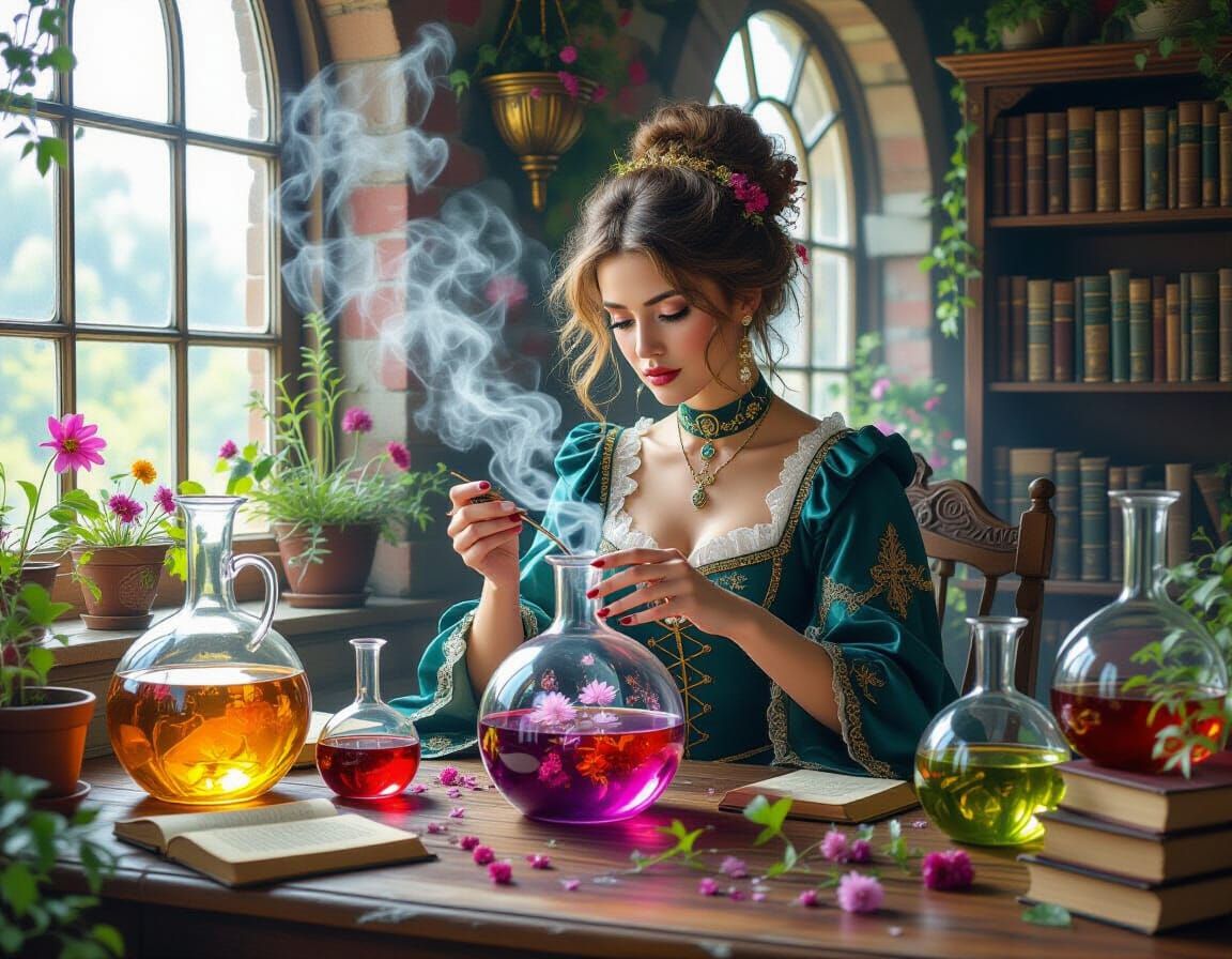 Alchemist's Potion: a Magical Realism Oil Painting