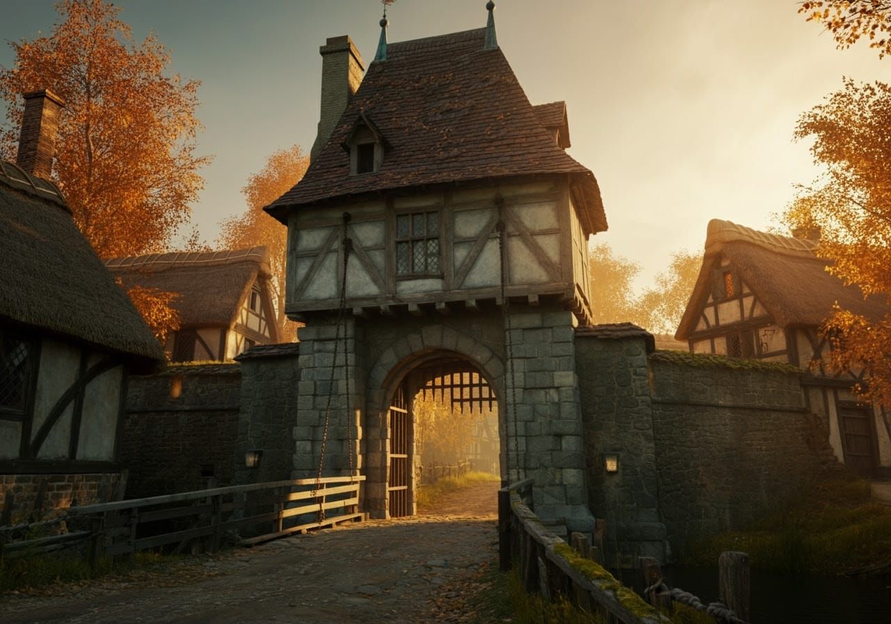 Medieval Gatehouse in Golden Light