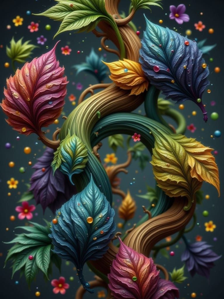 Vibrant Spring Tree in Digital Painting Style