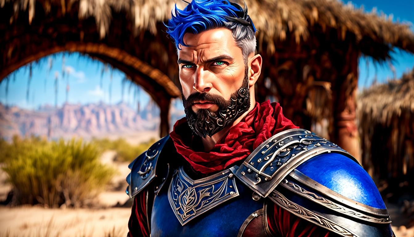 Fantasy Warrior Priest Portrait in Crimson Armor