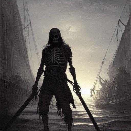 Skeleton Pirate in Gothic Horror Style