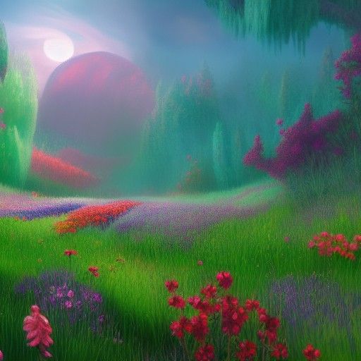 Fantastical Flower Field in Deep Color