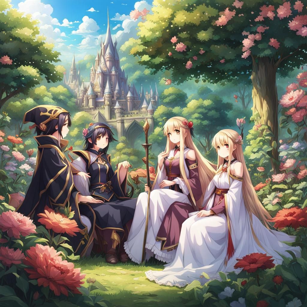Elf Queen's Secret Garden: An Anime Scene